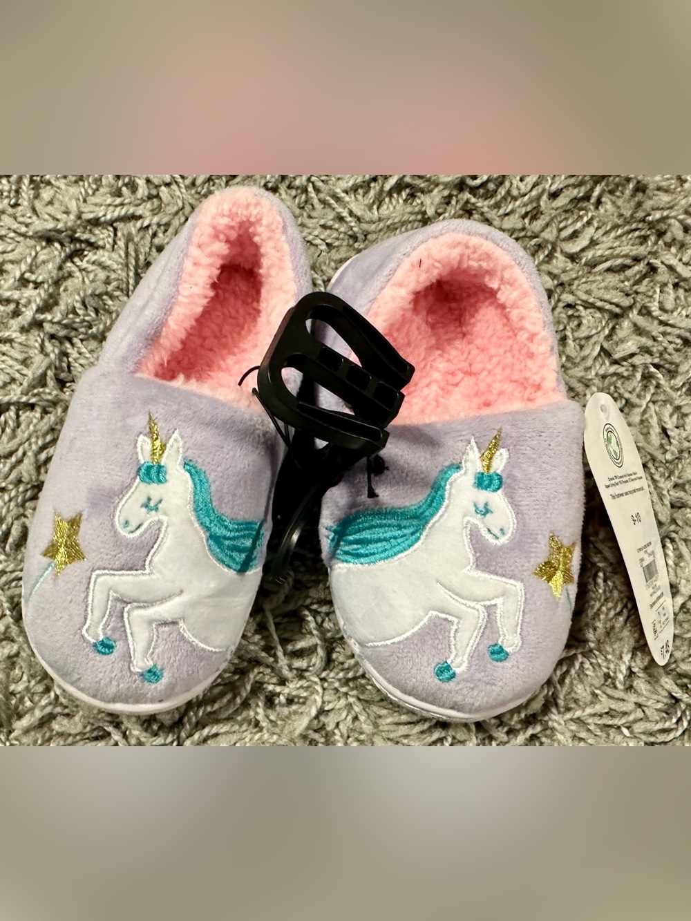wonder nation Purple Unicorn Girls Slippers with Pink Lining